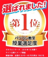 京都市 伏見区 パソコン教室 わかるとできる アル・プラザ醍醐校は、パソコン教室 授業満足度1位に選ばれました。