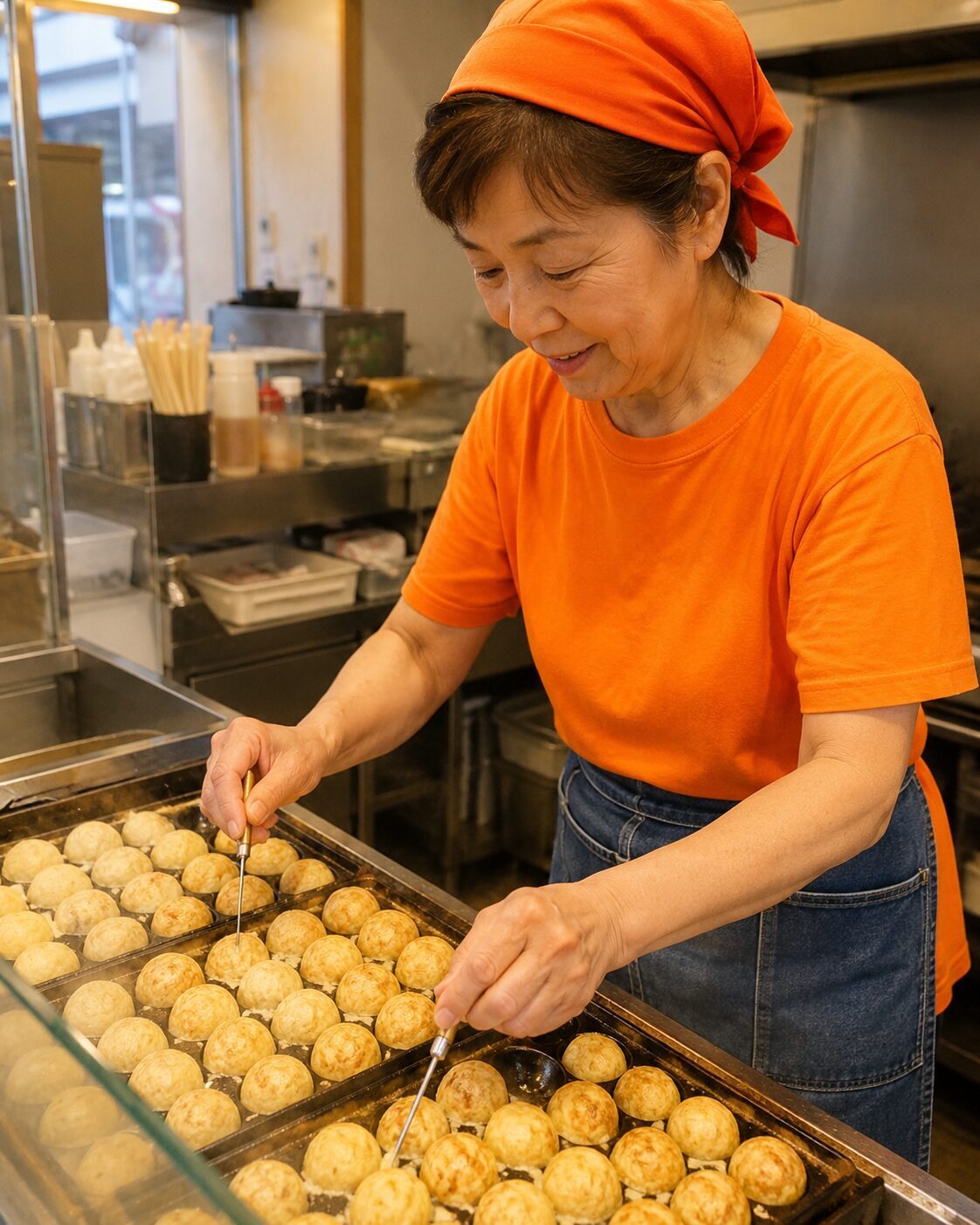 カリカリ博士でたこ焼きを焼くスタッフのイメージ