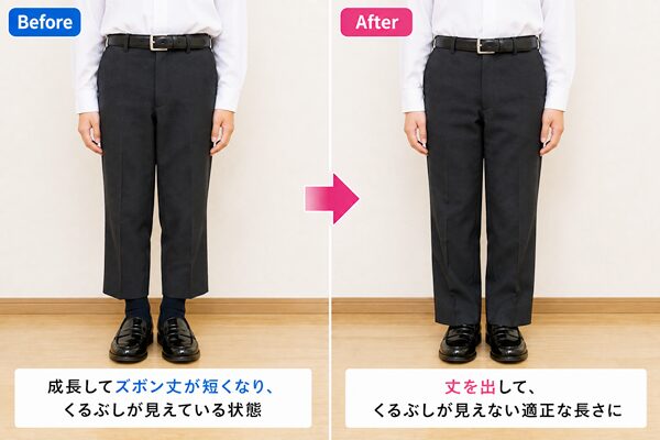 成長を考えた学生服のお直し例