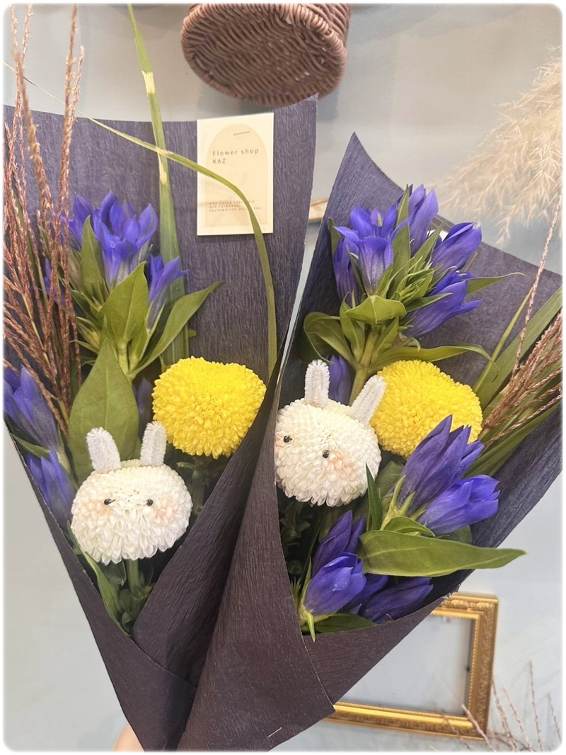 フラワーショップKAZ 秋のお花とウサギのお月見ブーケ