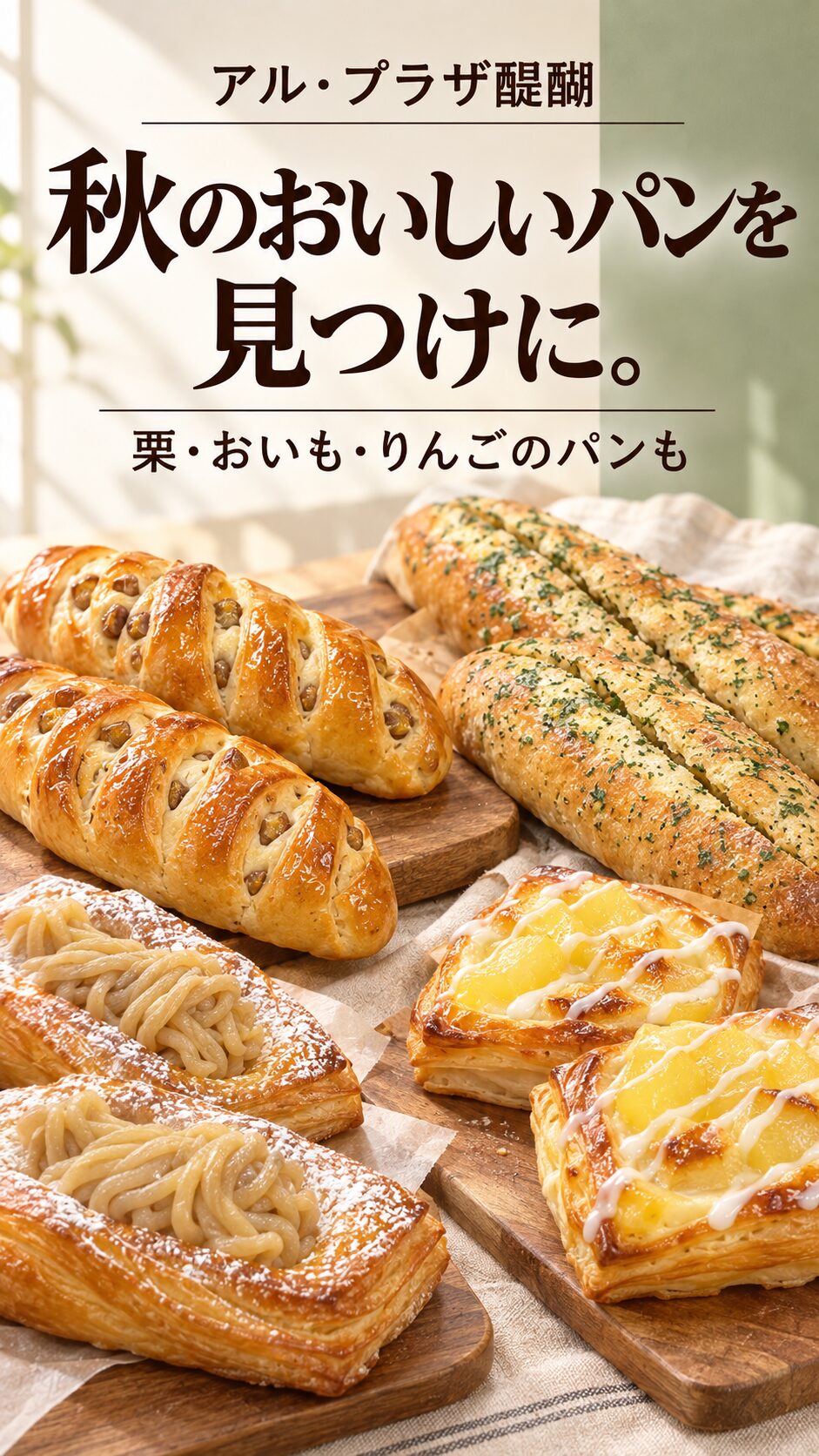 秋のおいしいパンを見つけに。栗・おいも・りんごのパンも。アル・プラザ醍醐