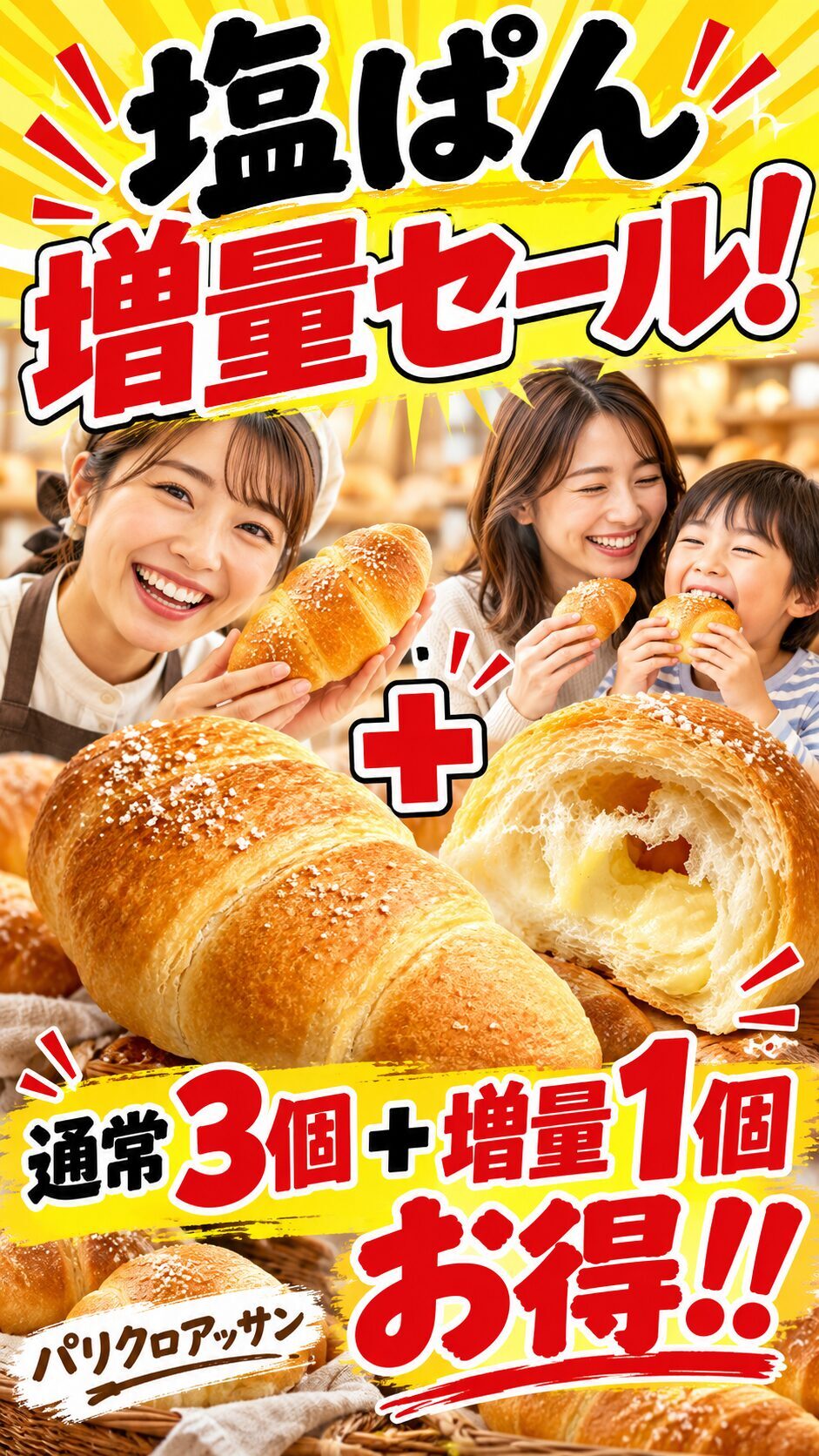 パリクロアッサン 塩ぱん増量セール